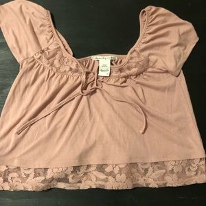 Lace blush pink crop top